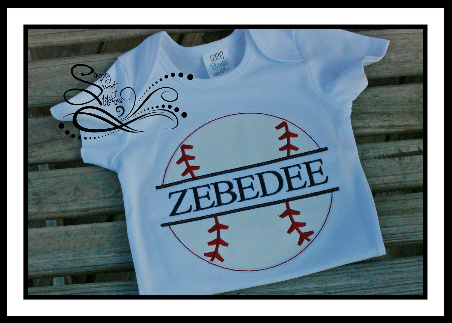 1046 - SPLIT BASEBALL - APPLIQUE CHILD SHIRT
