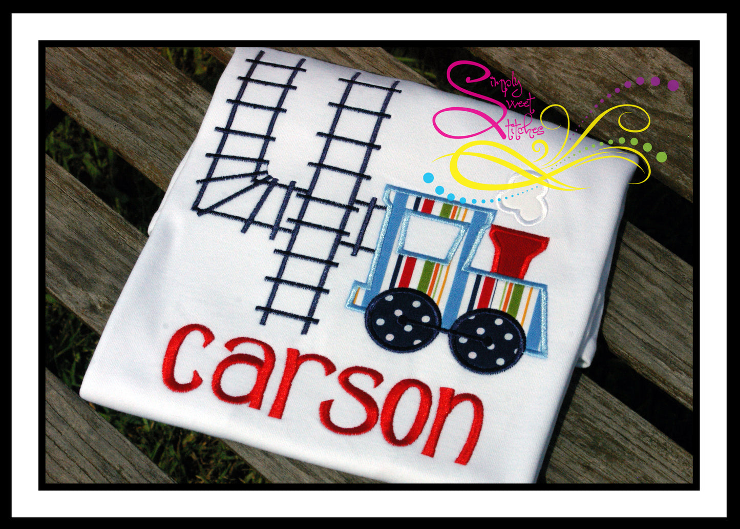 1075 - TRAIN TRACK BIRTHDAY NUMBER - APPLIQUE CHILD SHIRT