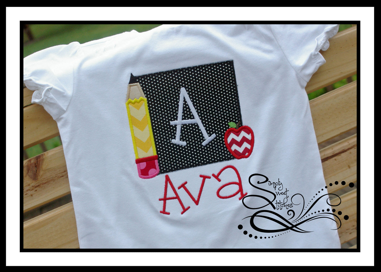 1022 - CHALKBOARD MONOGRAM - APPLIQUE CHILD SHIRT