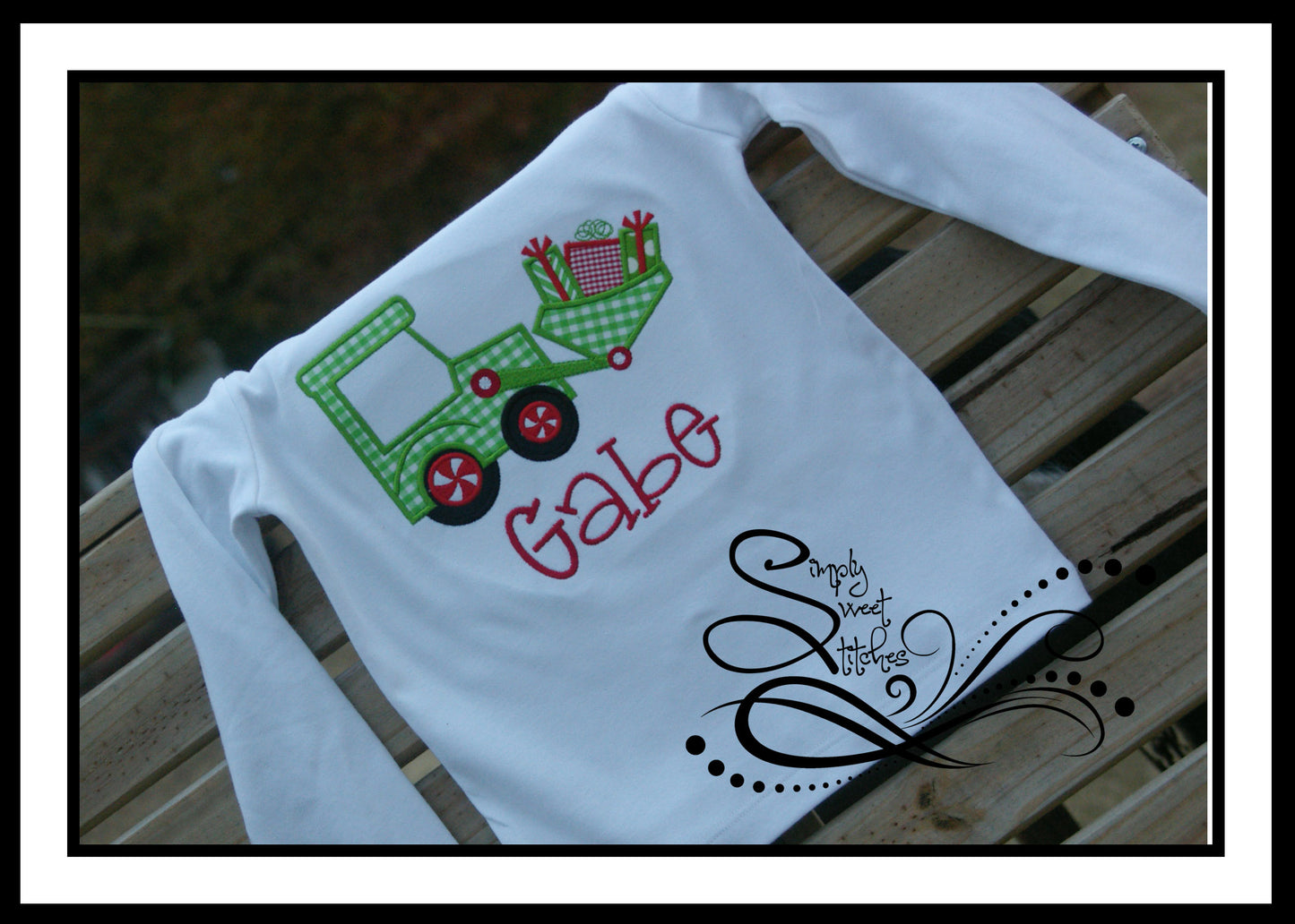 1155 - CHRISTMAS TRACTOR - APPLIQUE CHILD SHIRT