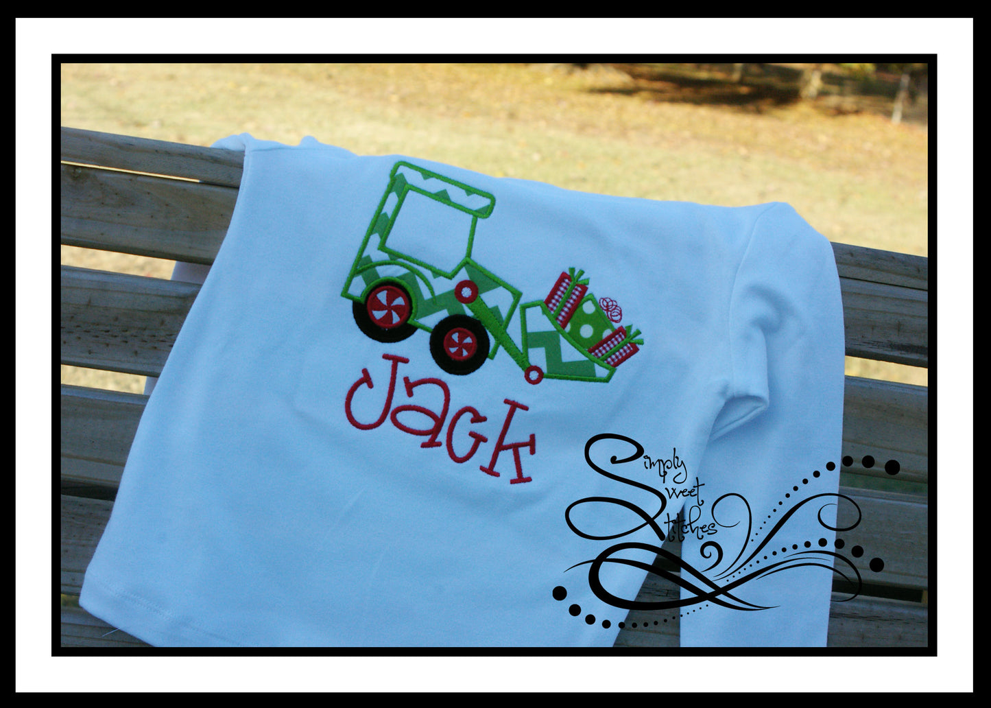 1155 - CHRISTMAS TRACTOR - APPLIQUE CHILD SHIRT