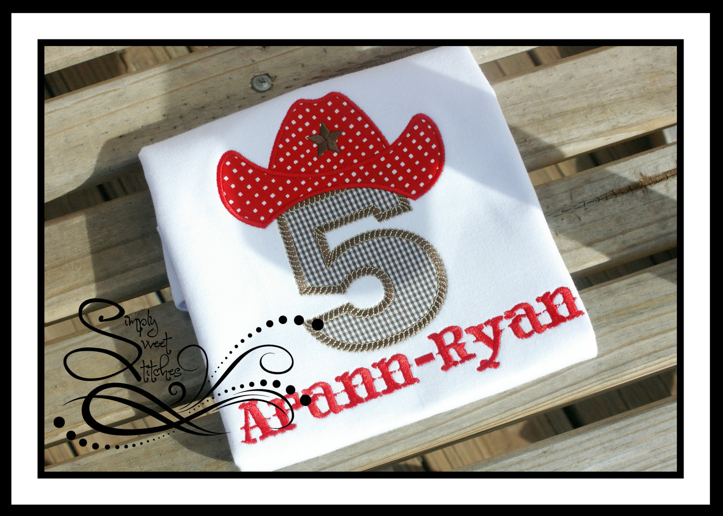 1076 - COWBOY HAT BIRTHDAY NUMBER - APPLIQUE CHILD SHIRT