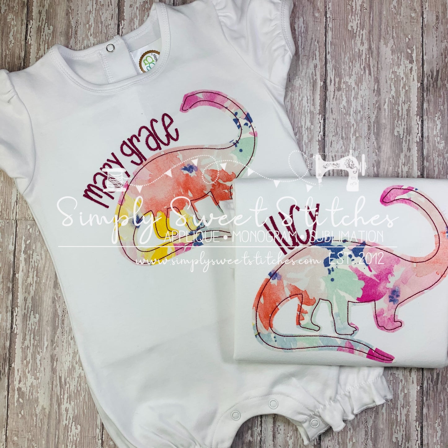 1656 - GIRL DINOSAUR - APPLIQUE CHILD SHIRT