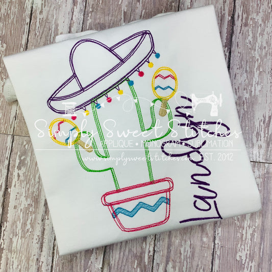 1657 - FIESTA CACTUS SKETCH - APPLIQUE CHILD SHIRT