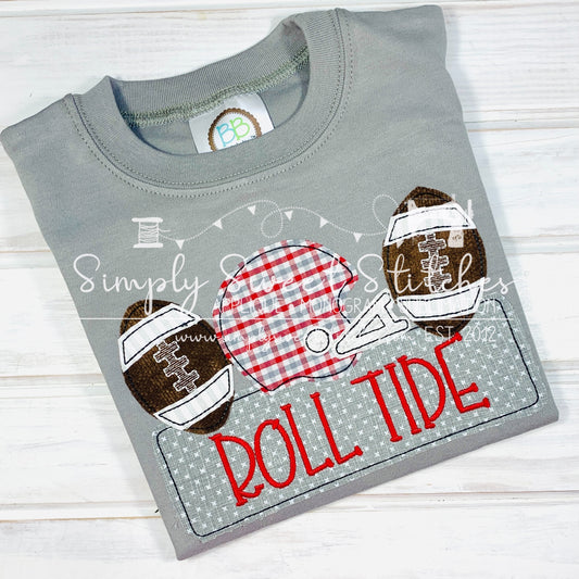 2121 - FOOTBALL HELMET TRIO APPLIQUE - APPLIQUE CHILD SHIRT