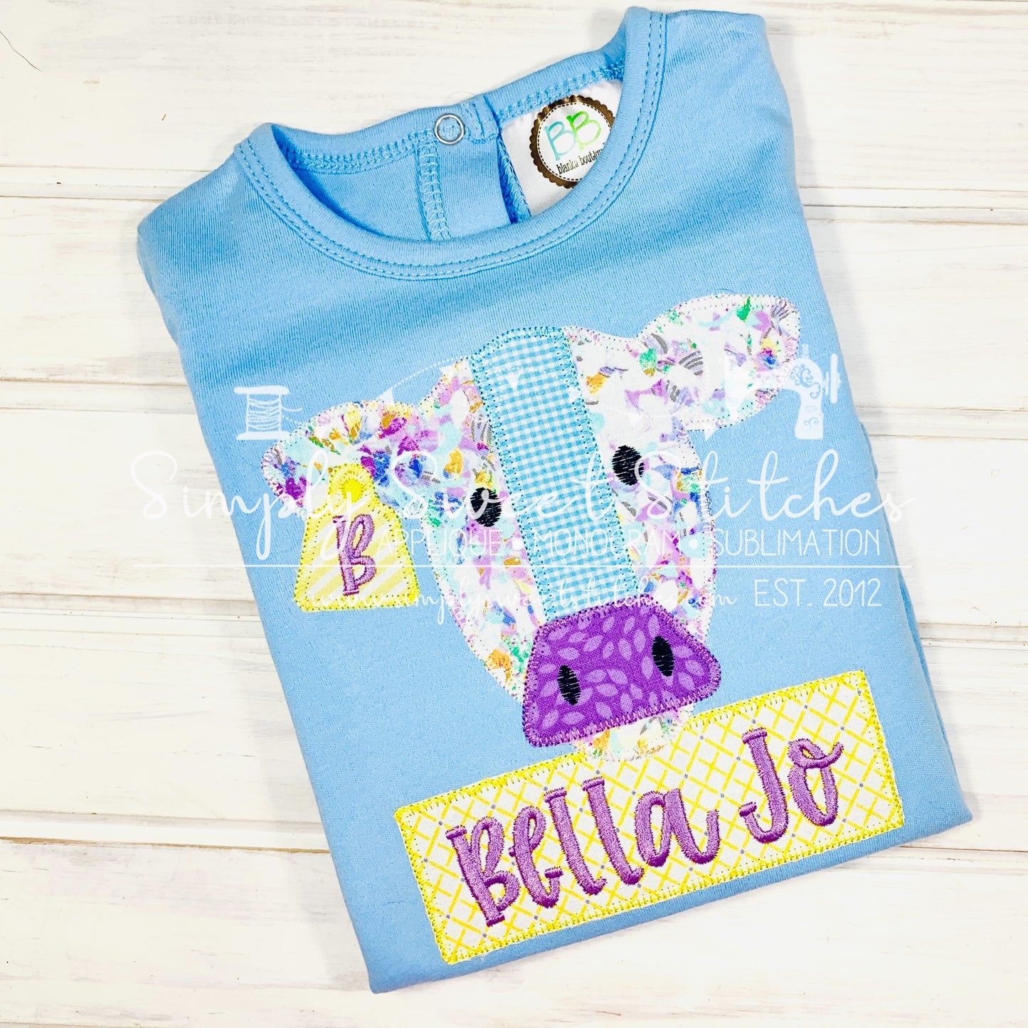 1030 - GIRL FARM COW - APPLIQUE CHILD SHIRT