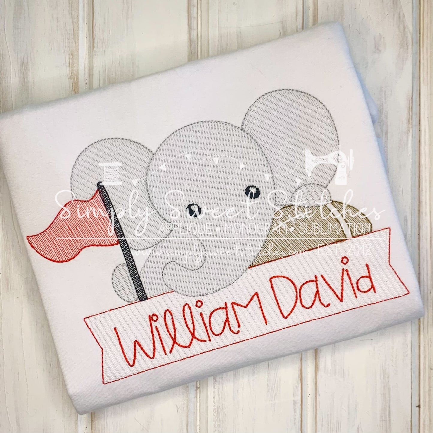 1693 - ELEPHANT BANNER - SKETCH CHILD SHIRT