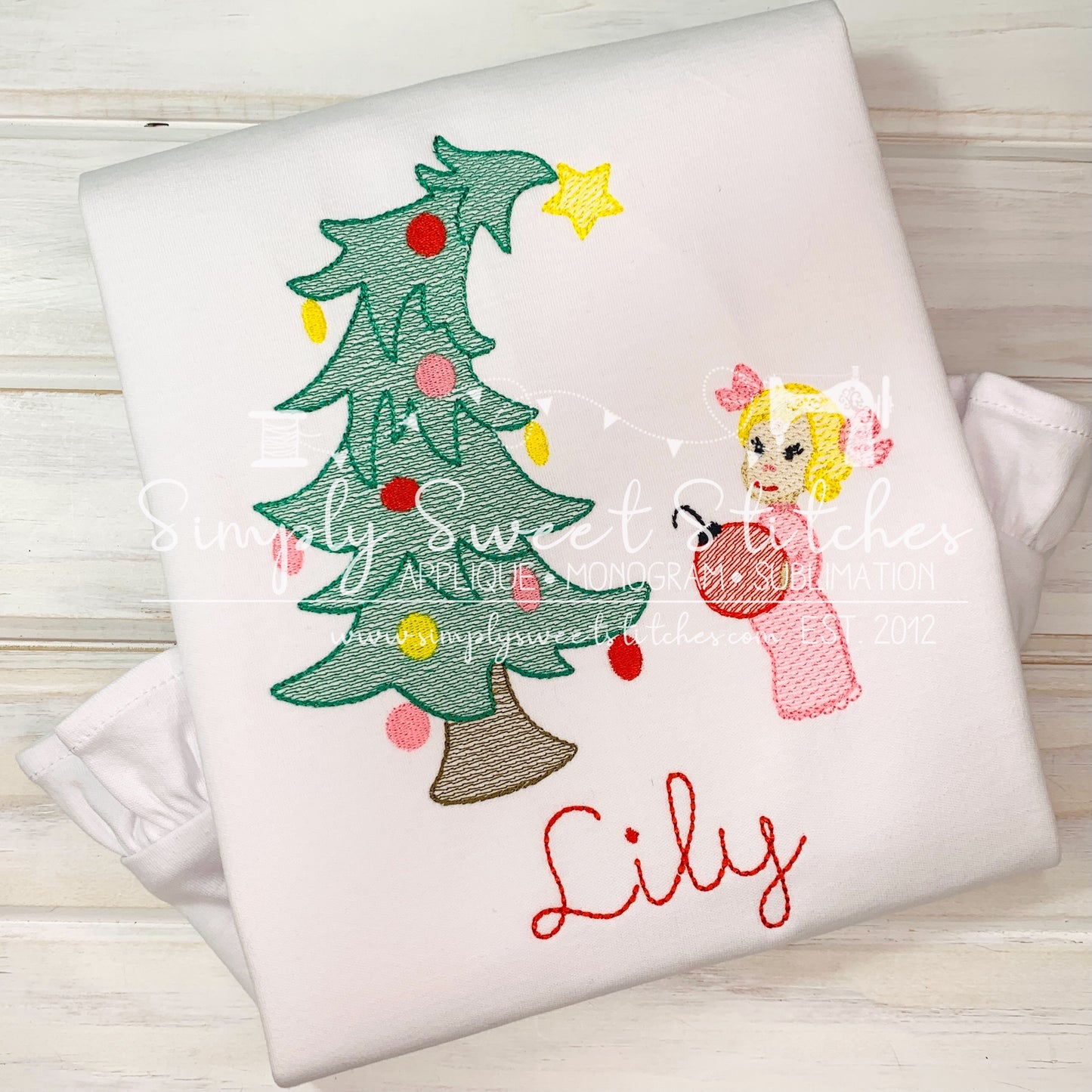 1904 - GRINCH TREE WITH GIRL - SKETCH CHILD SHIRT