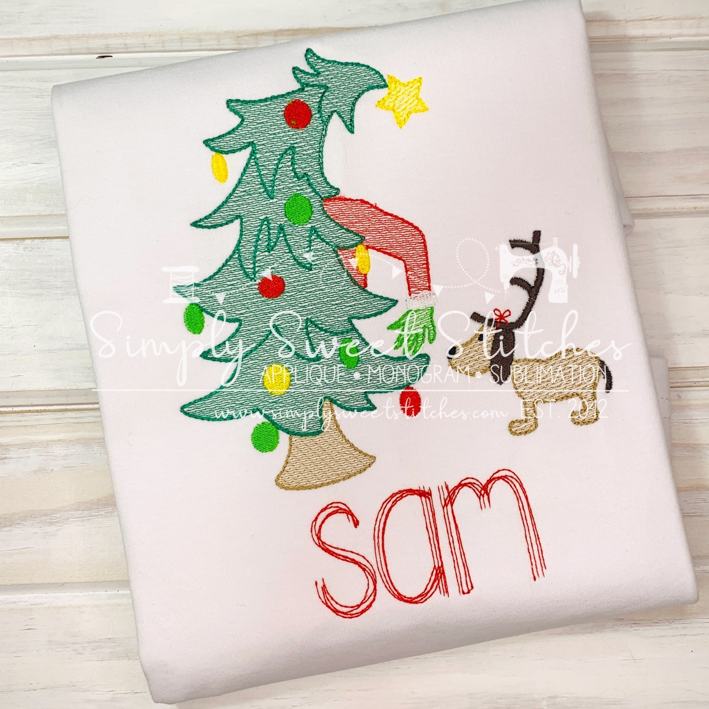 1909 - GRINCH TREE WITH DOG - SKETCH CHILD SHIRT