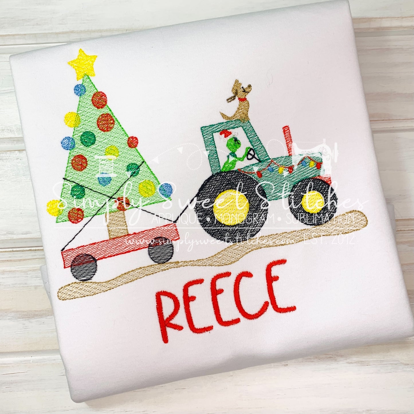 1908 - GRINCH TRACTOR - SKETCH CHILD SHIRT