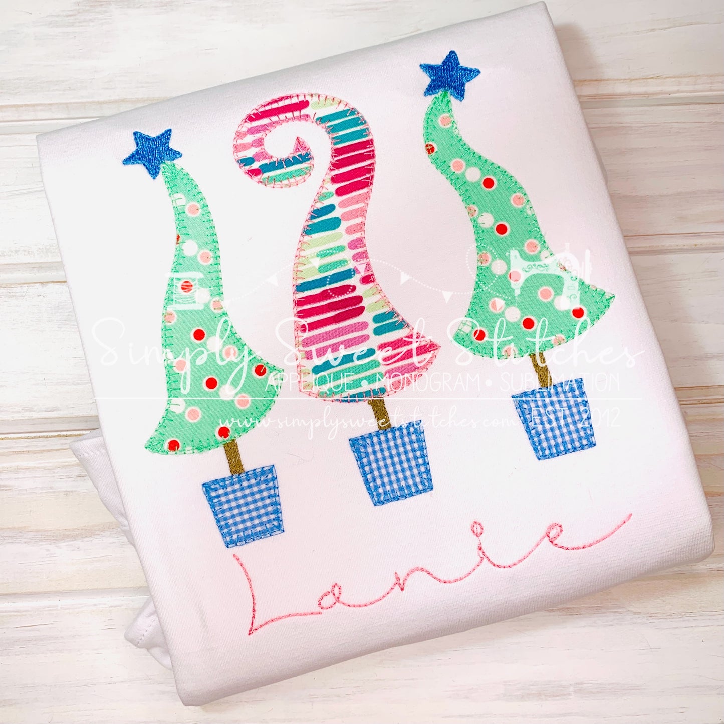 1203 - WHIMSICAL CHRISTMAS TREES - APPLIQUE CHILD SHIRT