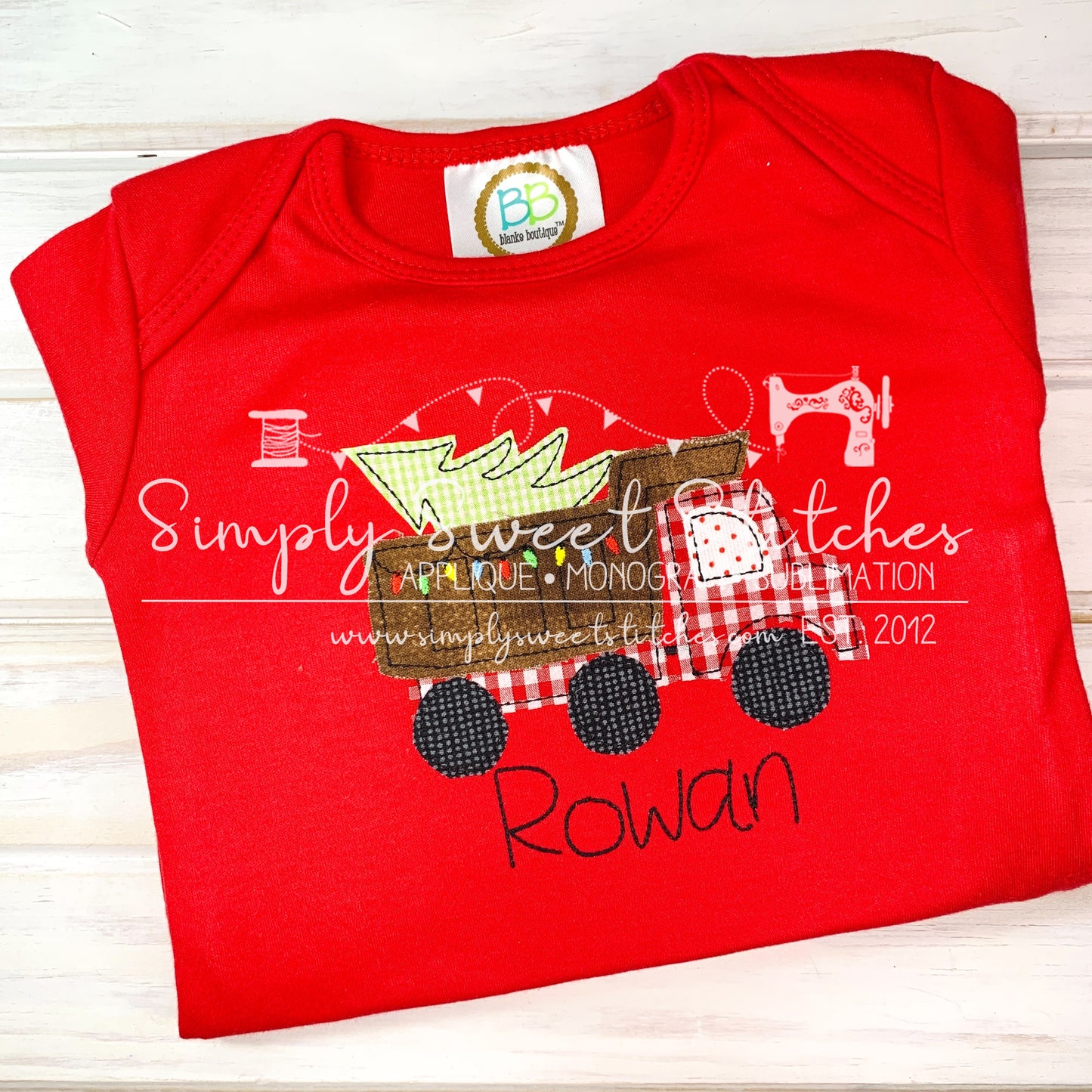 1494 - CHRISTMAS DUMP TRUCK - APPLIQUE CHILD SHIRT