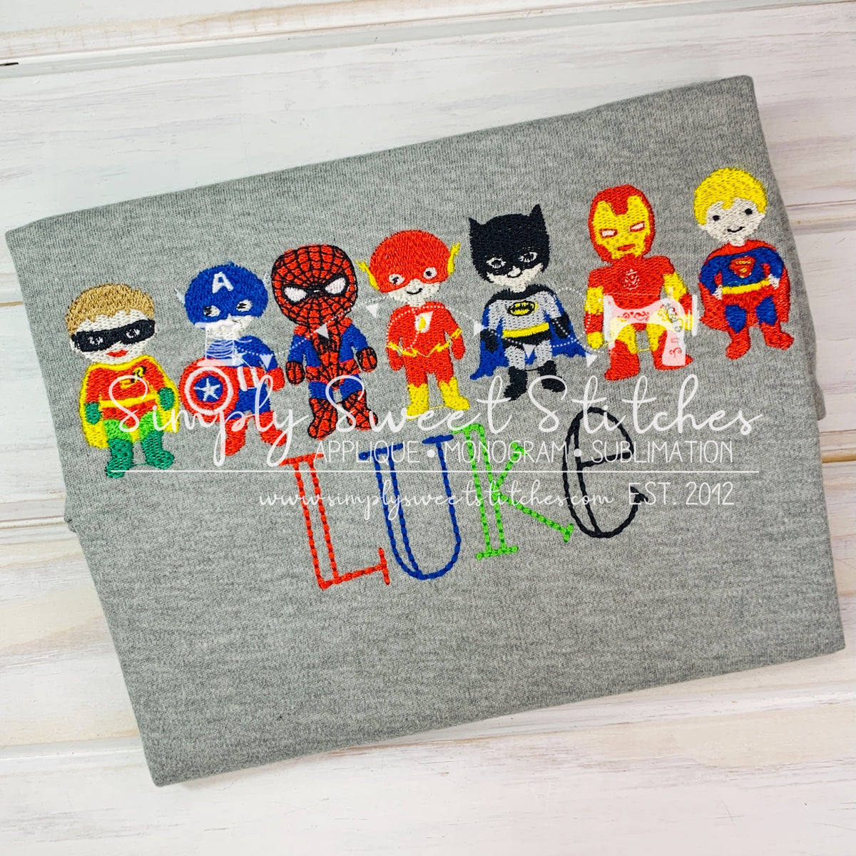 1663 - SUPERHERO LINEUP - SKETCH CHILD SHIRT