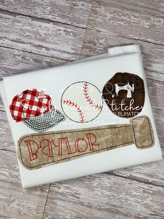 1577 - BASEBALL TRIO - APPLIQUE CHILD SHIRT