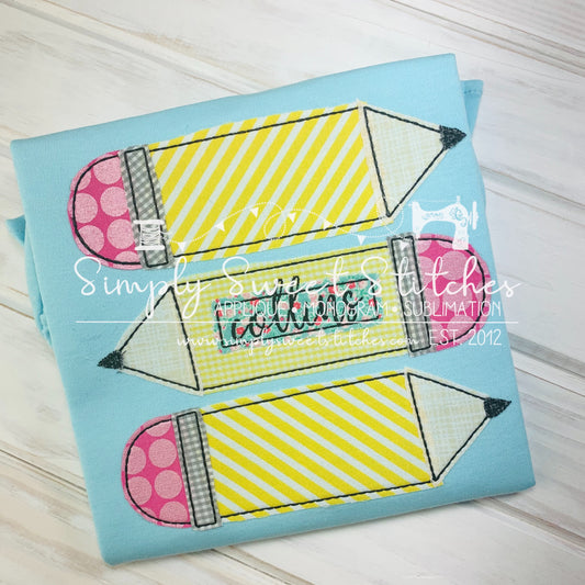1717 - STACKED PENCIL TRIO - APPLIQUE CHILD SHIRT