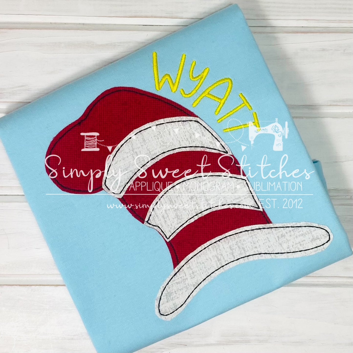 1951 - CAT WITH THE TALL HAT - APPLIQUE CHILD SHIRT
