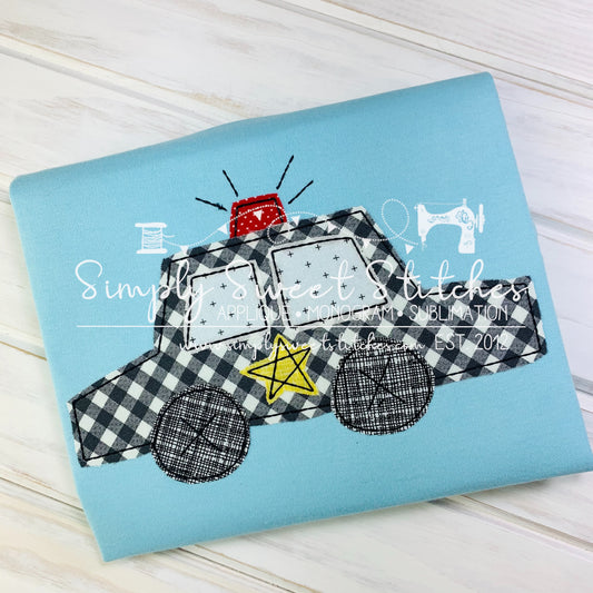 1559 - POLICE CAR - APPLIQUE CHILD SHIRT