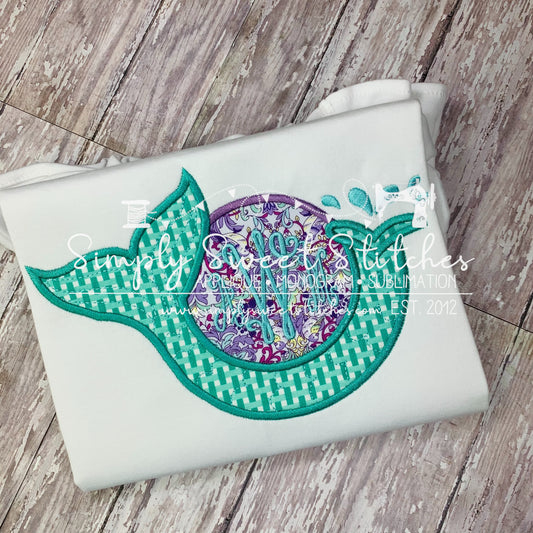 1660 - MERMAID TAIL MONOGRAM - APPLIQUE CHILD SHIRT