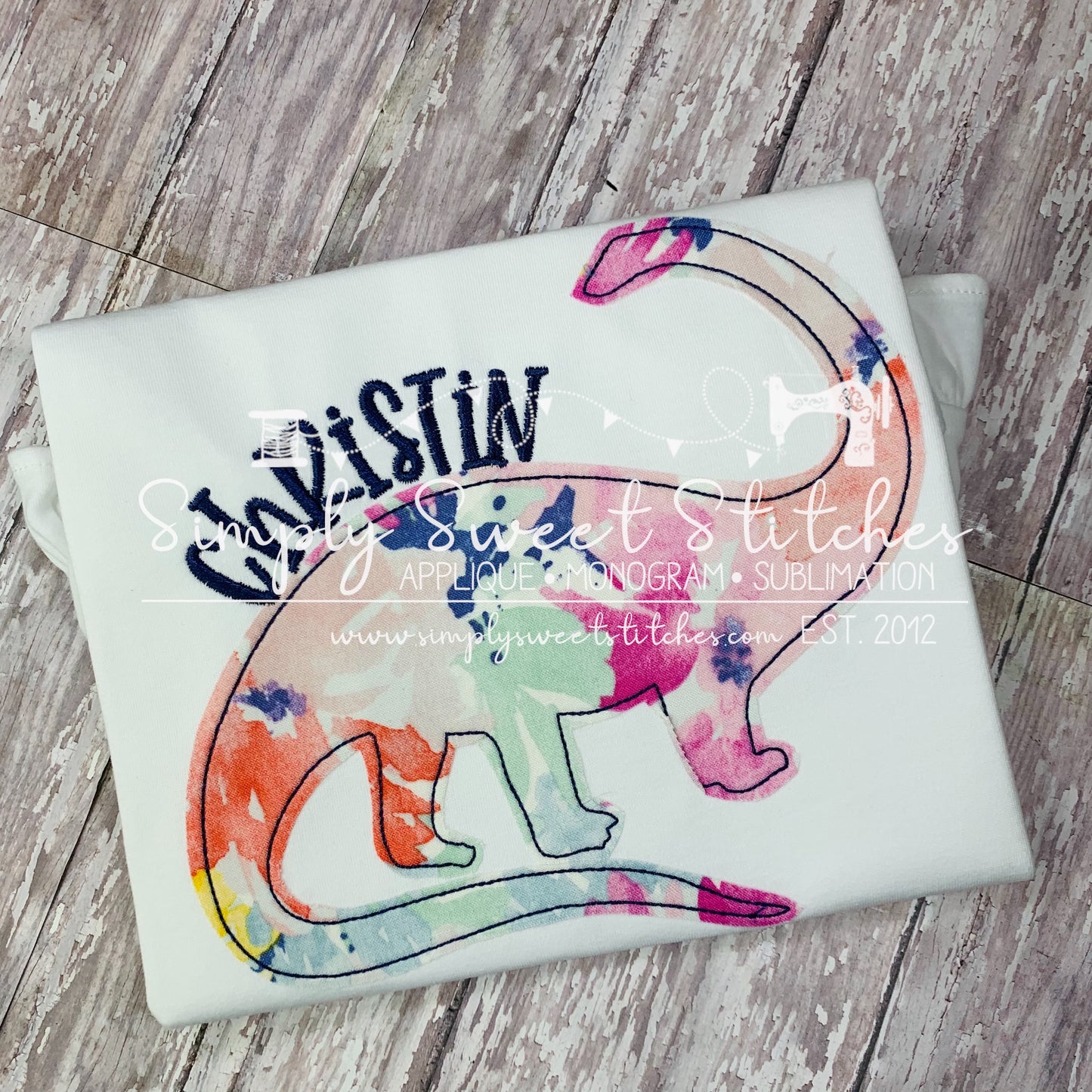 1656 - GIRL DINOSAUR - APPLIQUE CHILD SHIRT