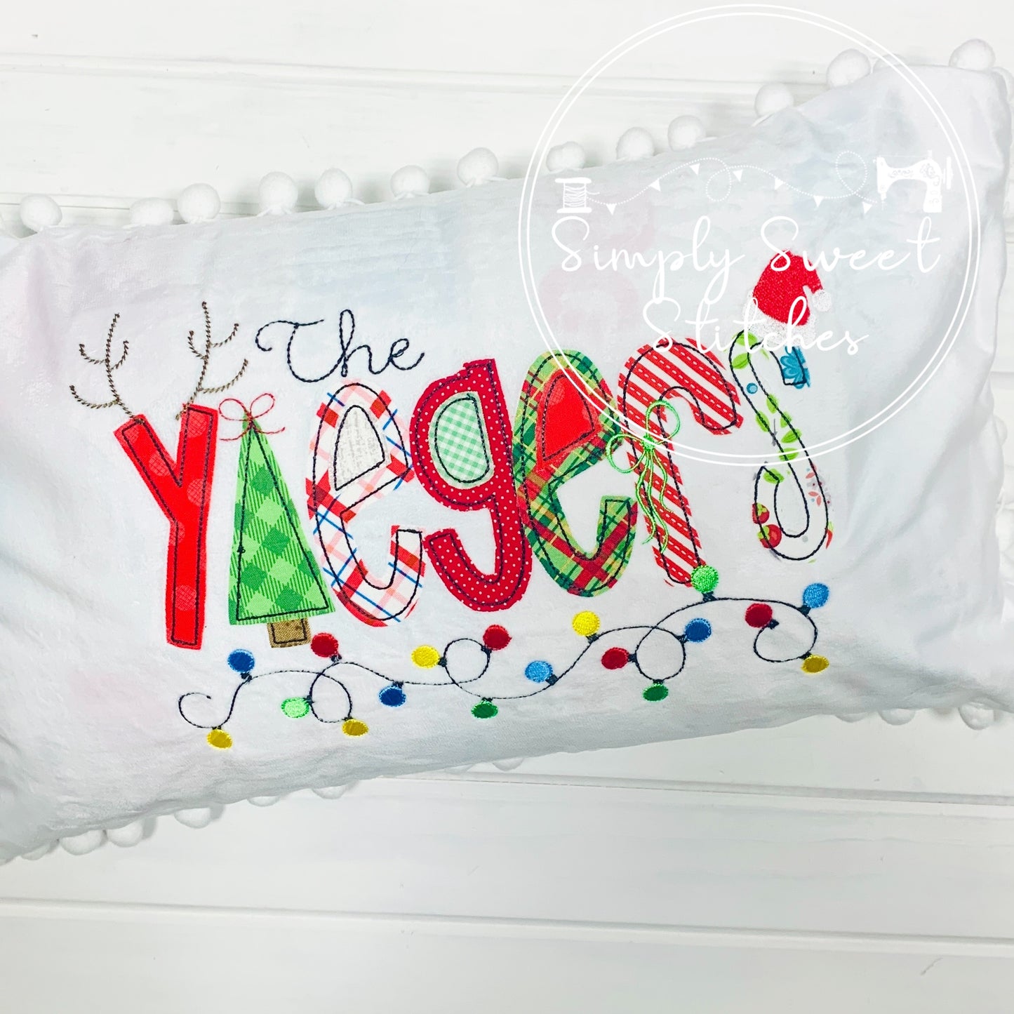 2118 - CHRISTMAS NAME APPLIQUE THROW PILLOW - PILLOWCASE