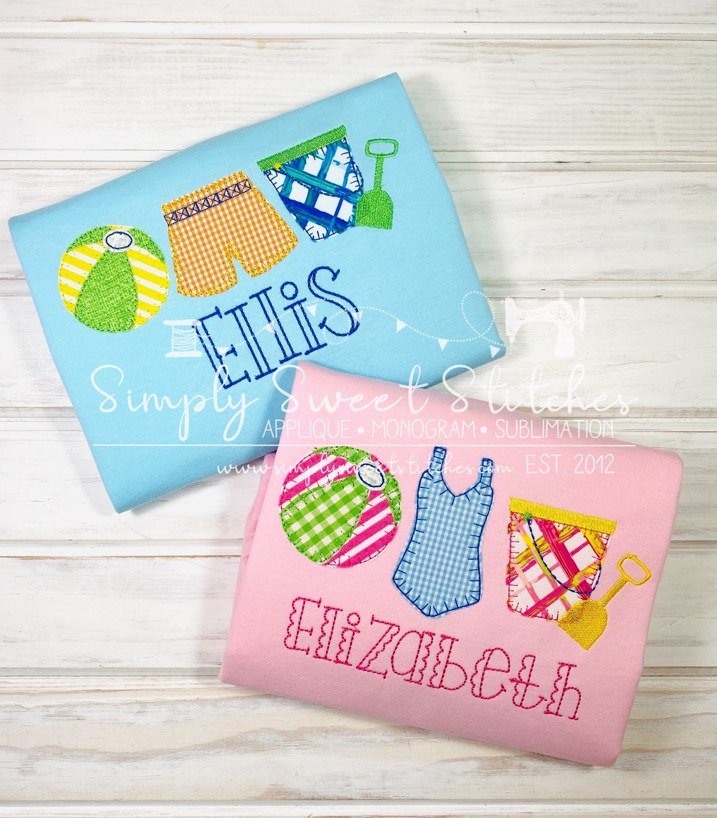1343 - GIRL BEACH TRIO - APPLIQUE CHILD SHIRT