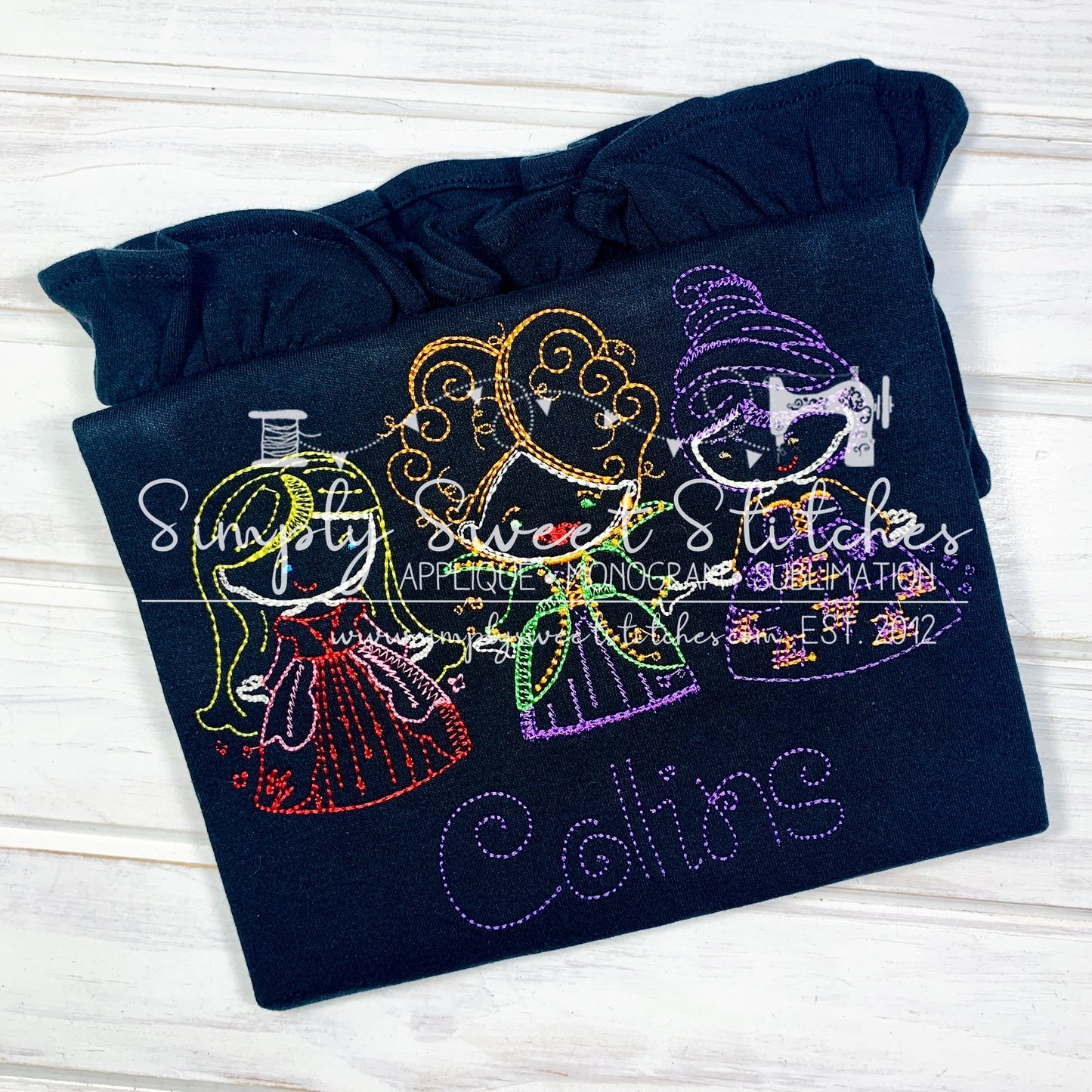1399 - WITCH SISTER TRIO COLORWORK - SKETCH CHILD SHIRT