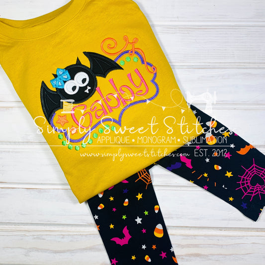 2180 - JUST A LITTLE BATTY - APPLIQUE CHILD SHIRT