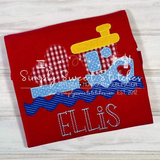 1931 - VALENTINE'S SAIL BOAT - APPLIQUE CHILD SHIRT