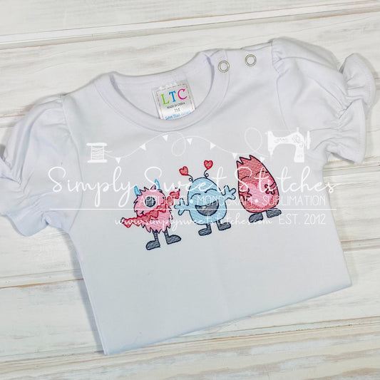 1924 - CUTE VALENTINE MONSTER - SKETCH CHILD SHIRT