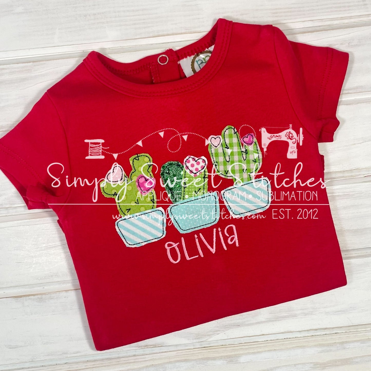 1925 - VALENTINE'S CACTUS TRIO - APPLIQUE CHILD SHIRT