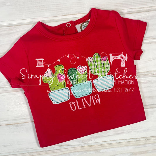 1925 - VALENTINE'S CACTUS TRIO - APPLIQUE CHILD SHIRT