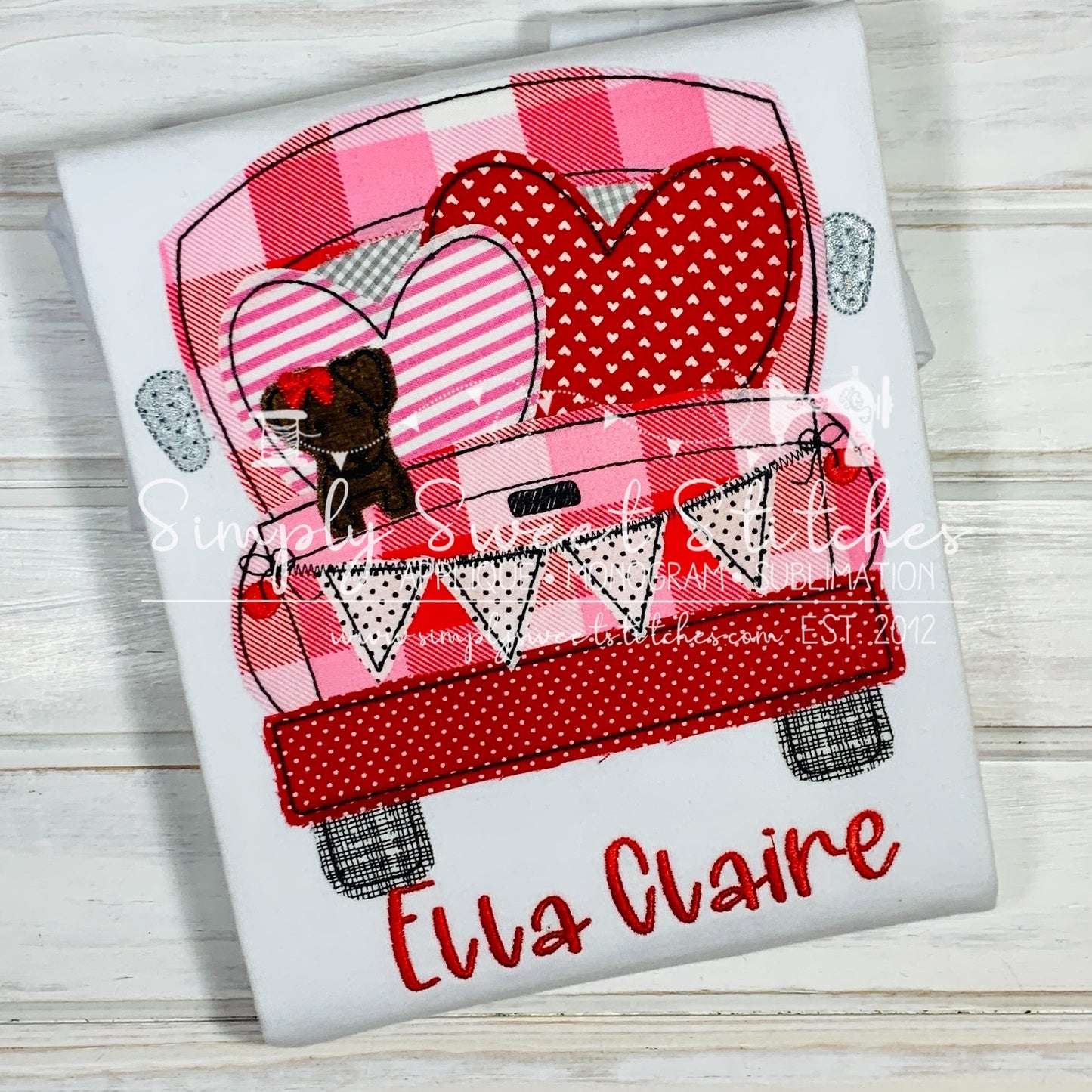 1923 - VALENTINE TRUCK WITH PUP - APPLIQUE CHILD SHIRT