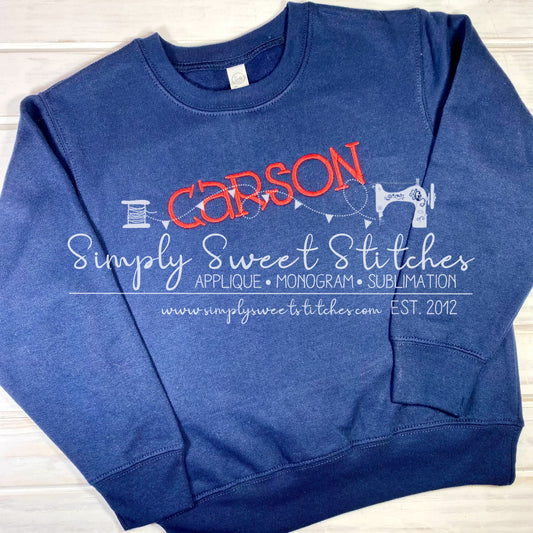 1968 - BOY STITCHED NAME - EMBROIDERY CHILD SWEATSHIRT