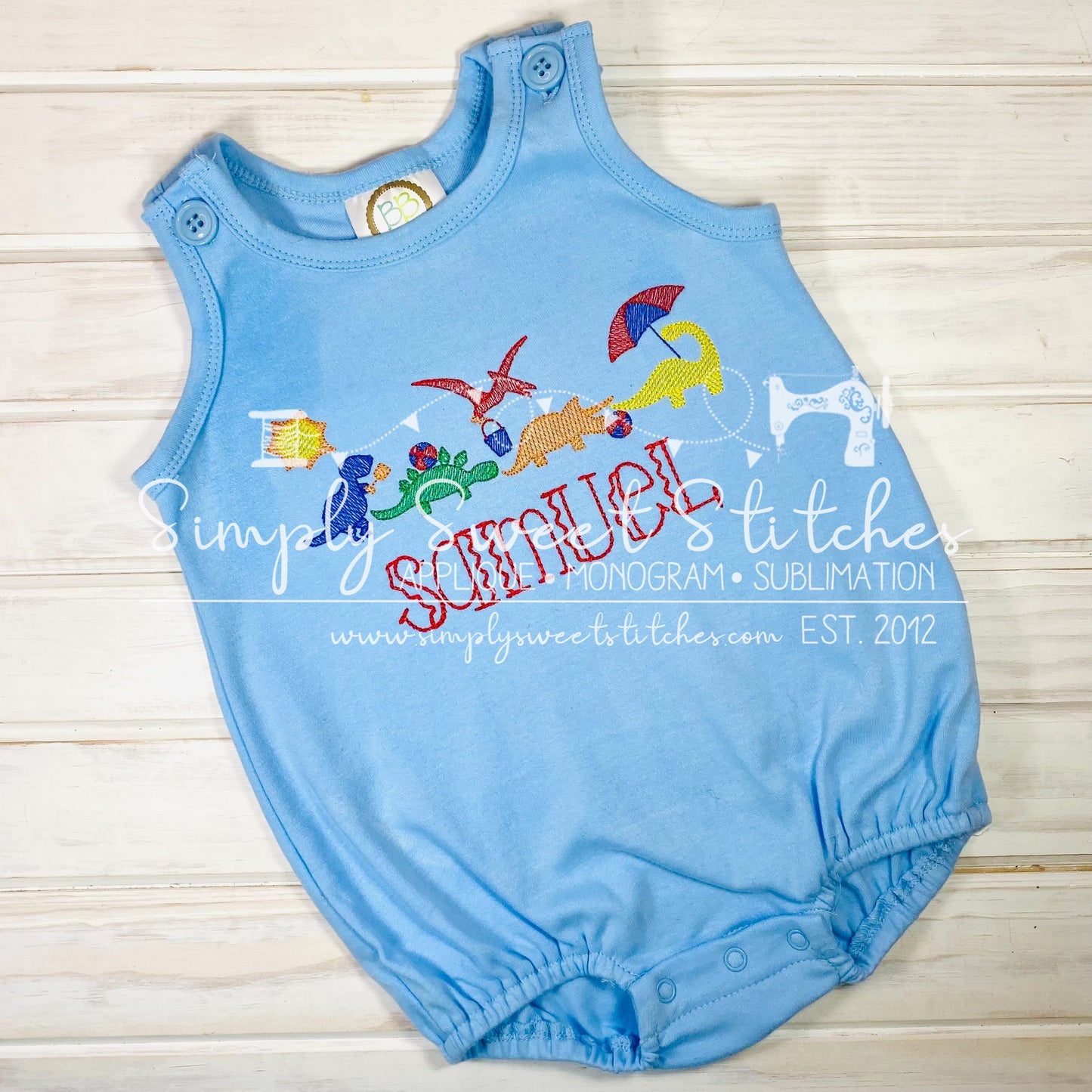 1666 - BOYS BEACH DINOSAUR - SKETCH CHILD SHIRT