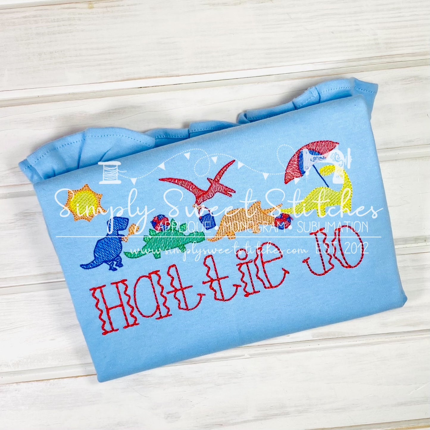 1667 - GIRLS BEACH DINOSAUR - SKETCH CHILD SHIRT