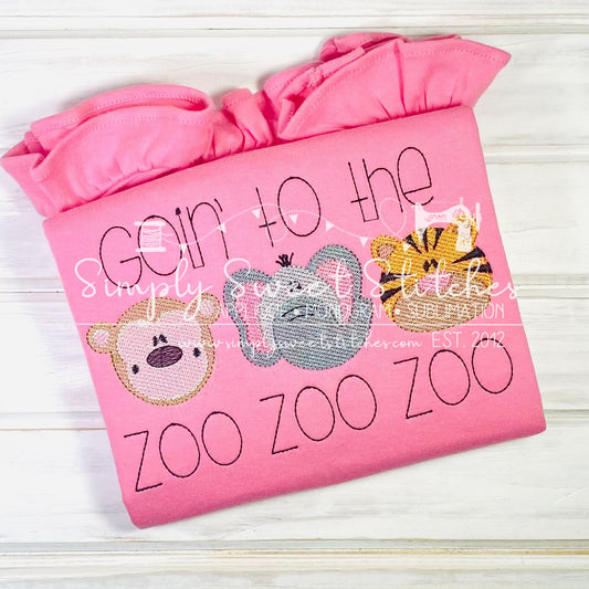 1585 - GOIN TO THE ZOO ANIMALS TRIO - SKETCH CHILD SHIRT