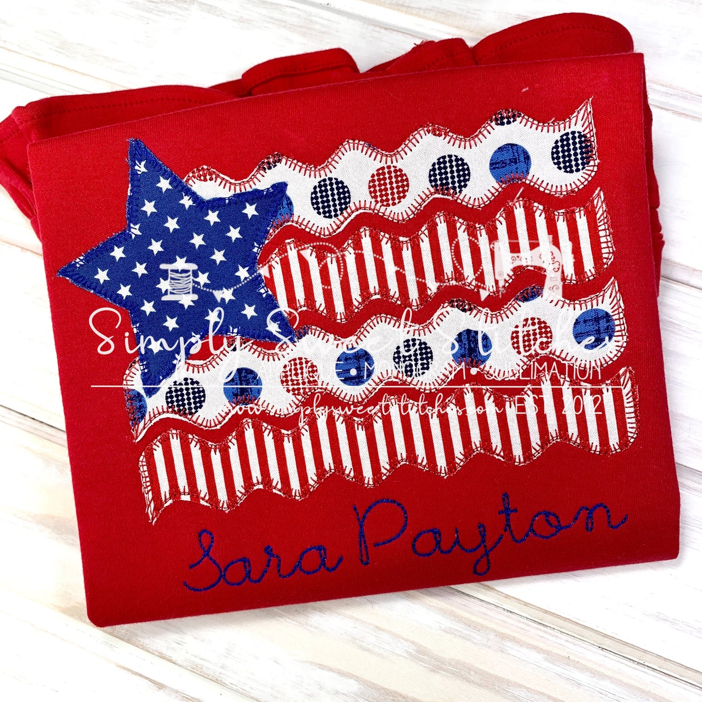 1694 - STAR PATRIOTIC FLAG - APPLIQUE CHILD SHIRT