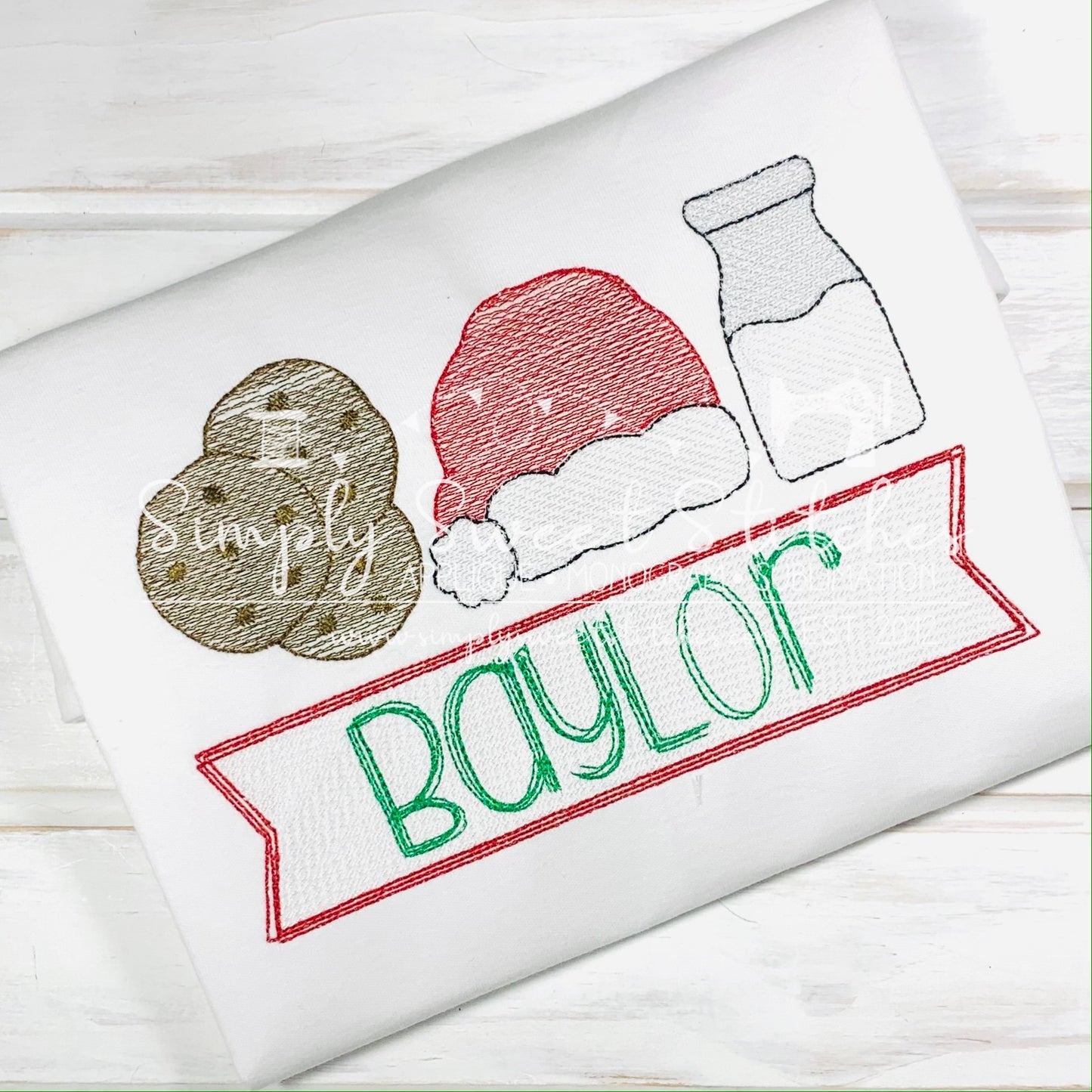 1261 - COOKIES AND MILK SANTA HAT - SKETCH CHILD SHIRT