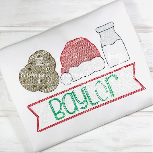 1261 - COOKIES AND MILK SANTA HAT - SKETCH CHILD SHIRT