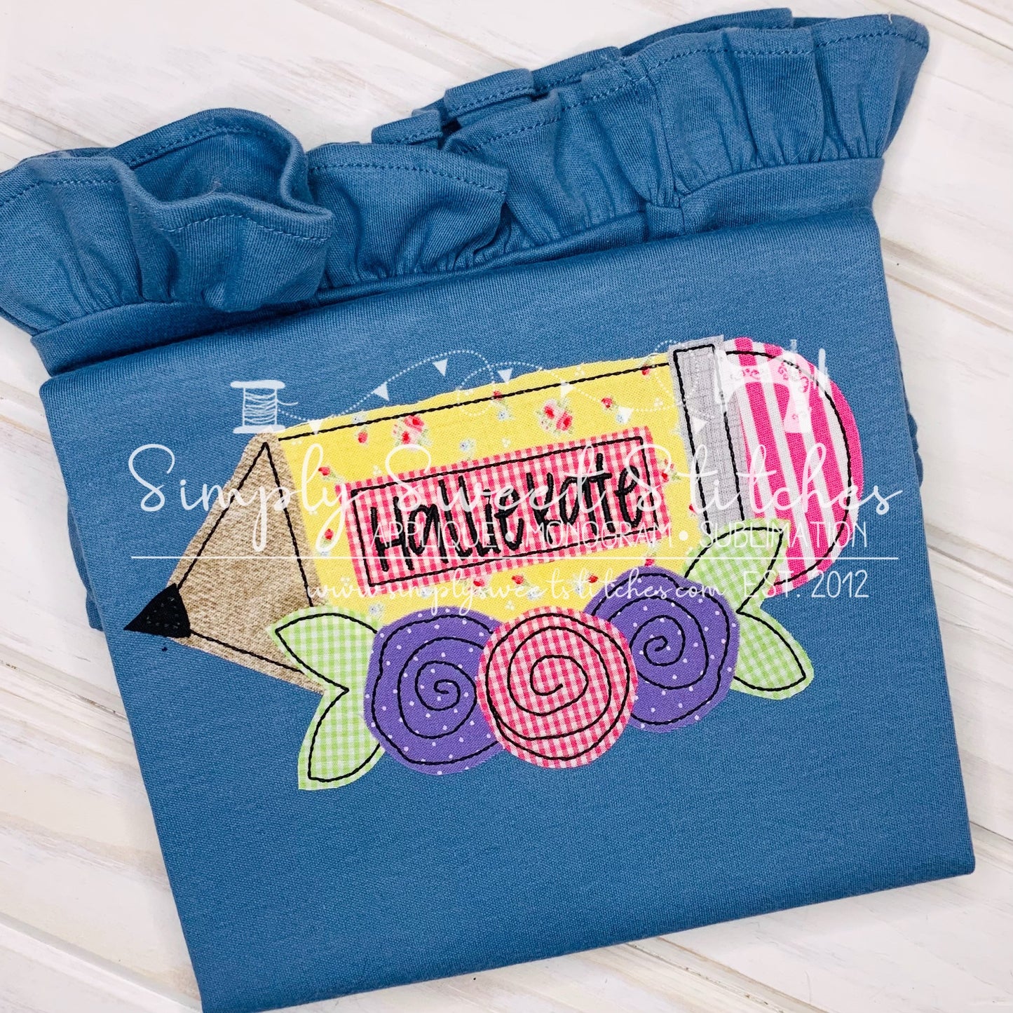 1719 - FLORAL PENCIL - APPLIQUE CHILD SHIRT