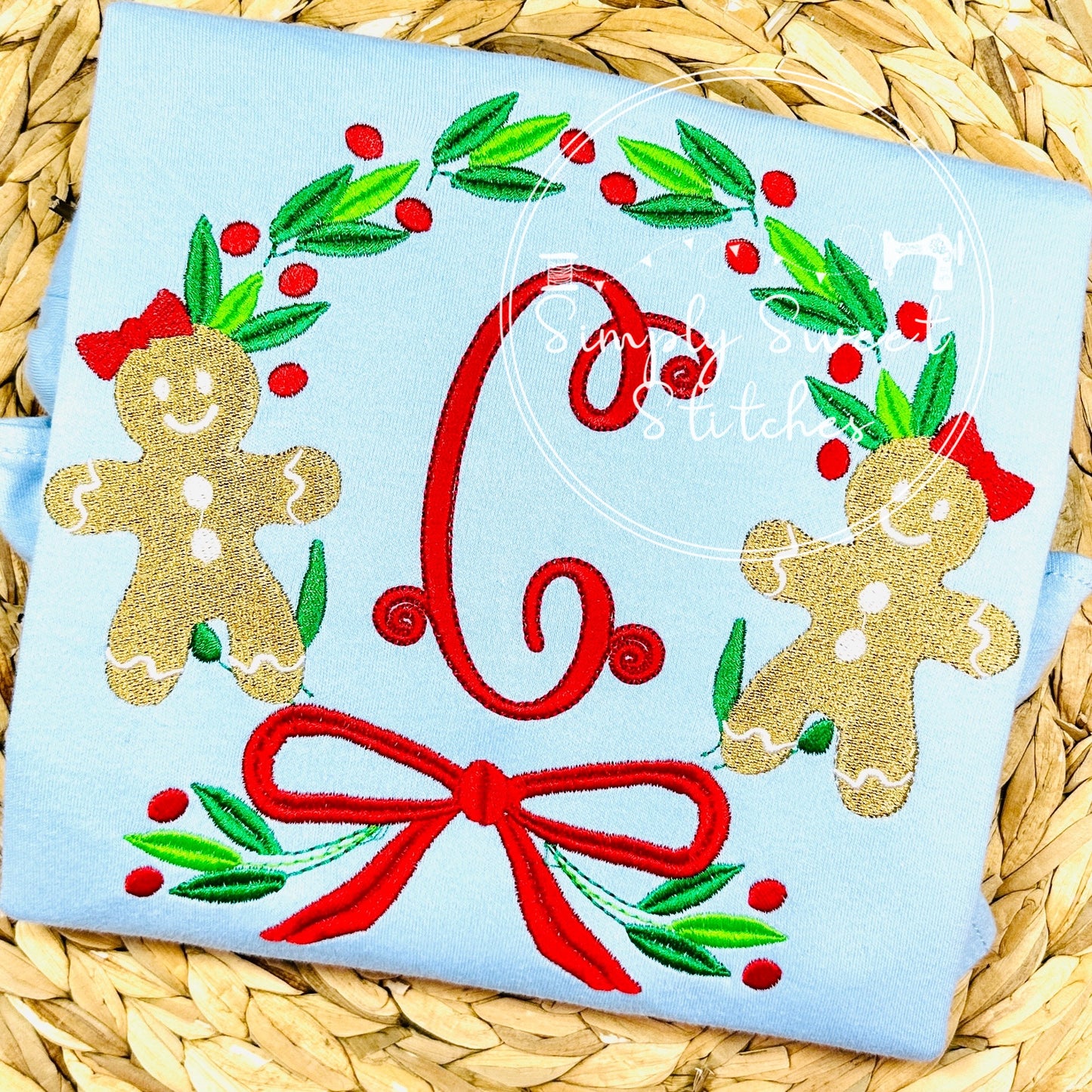 2196 - GINGERBREAD CIRCLE FRAME - EMBROIDERY CHILD SHIRT