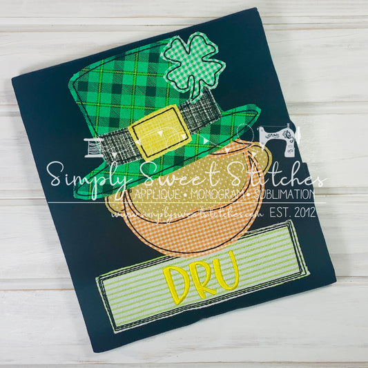 1487 - ST PATRICKS DAY LEPRECHAUN - APPLIQUE CHILD SHIRT