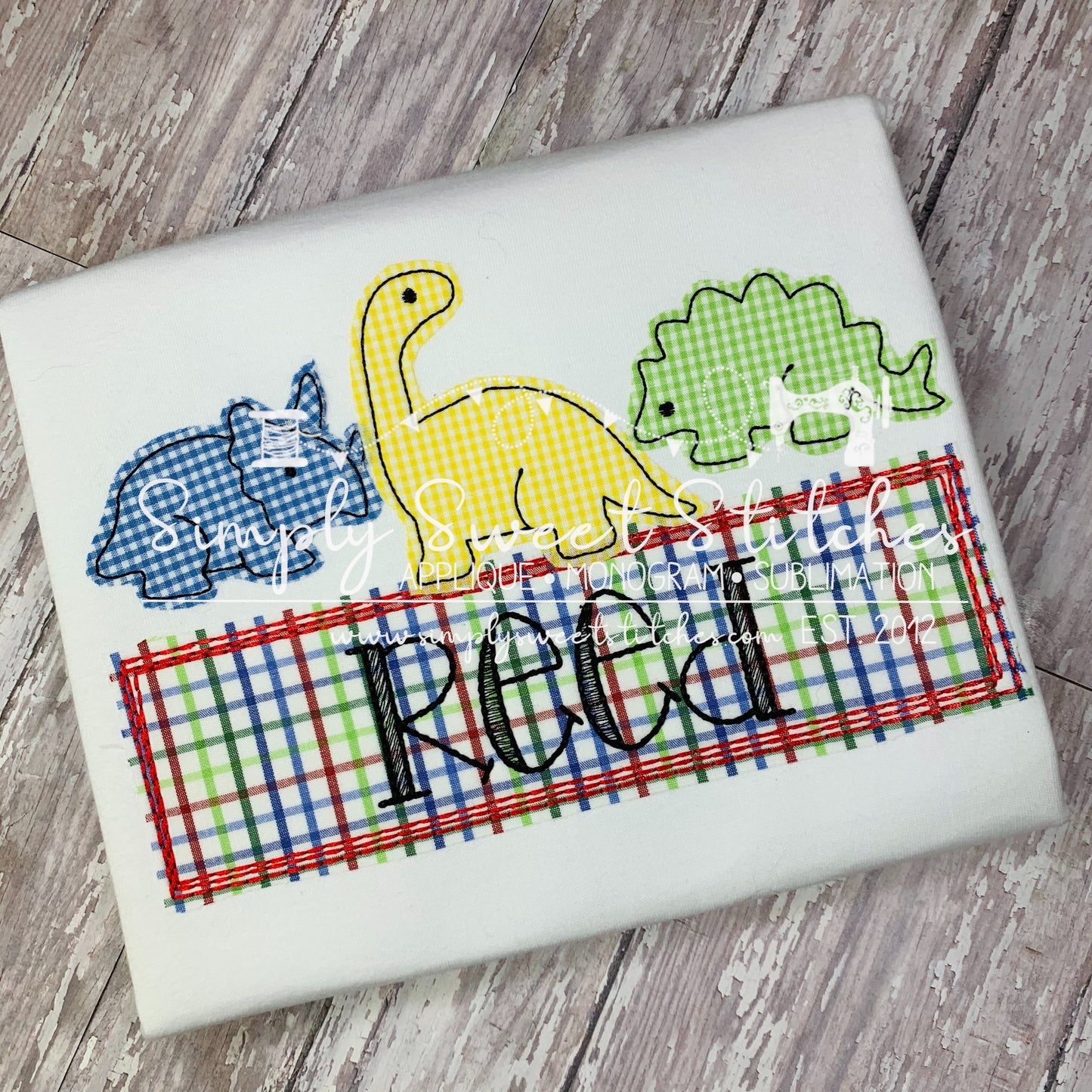 1648 - DINOSAUR TRIO - APPLIQUE CHILD SHIRT
