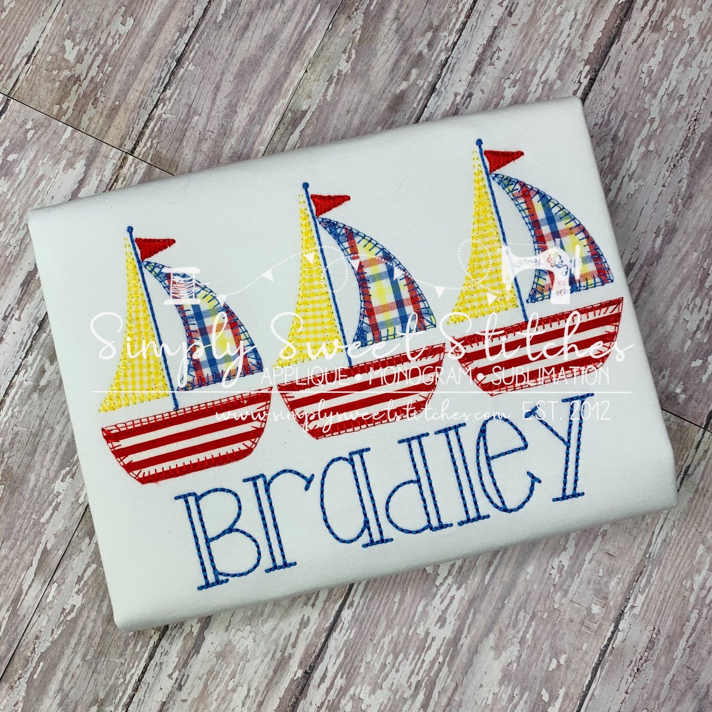 1349 - SAILBOAT TRIO - APPLIQUE CHILD SHIRT