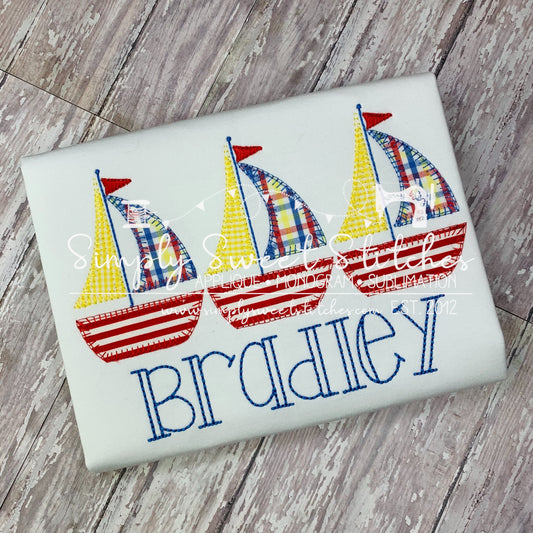 1349 - SAILBOAT TRIO - APPLIQUE CHILD SHIRT