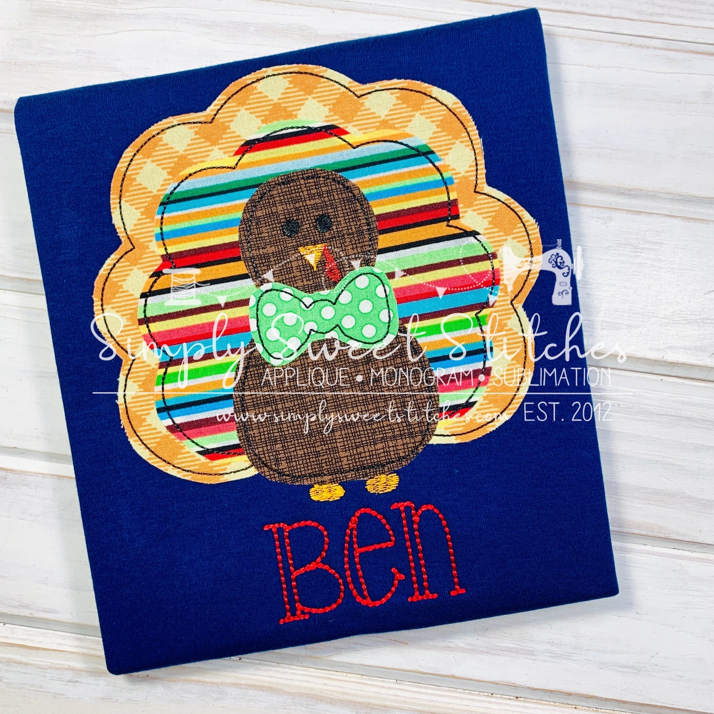 1469 - BOY TURKEY WITH NECK TIE - APPLIQUE CHILD SHIRT
