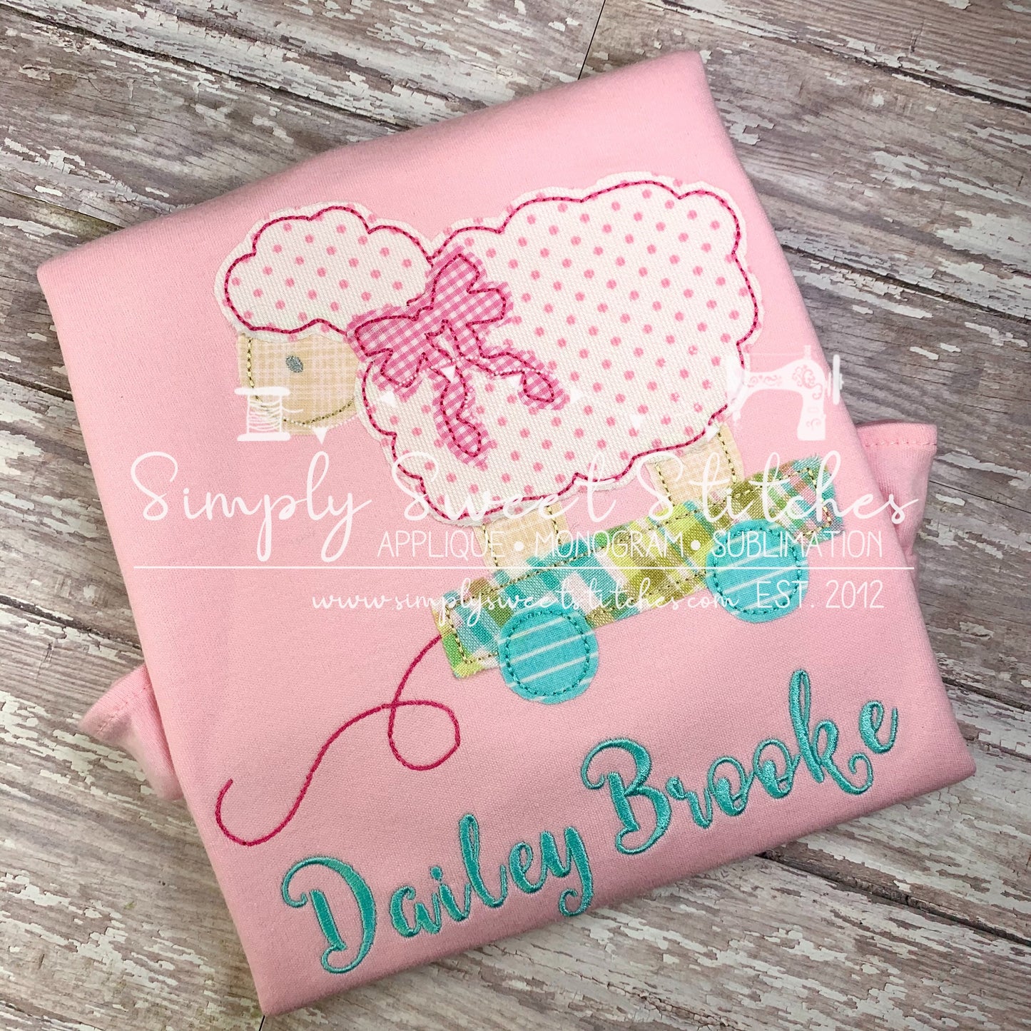 1511 - LITTLE LAMB PULL TOY - APPLIQUE CHILD SHIRT