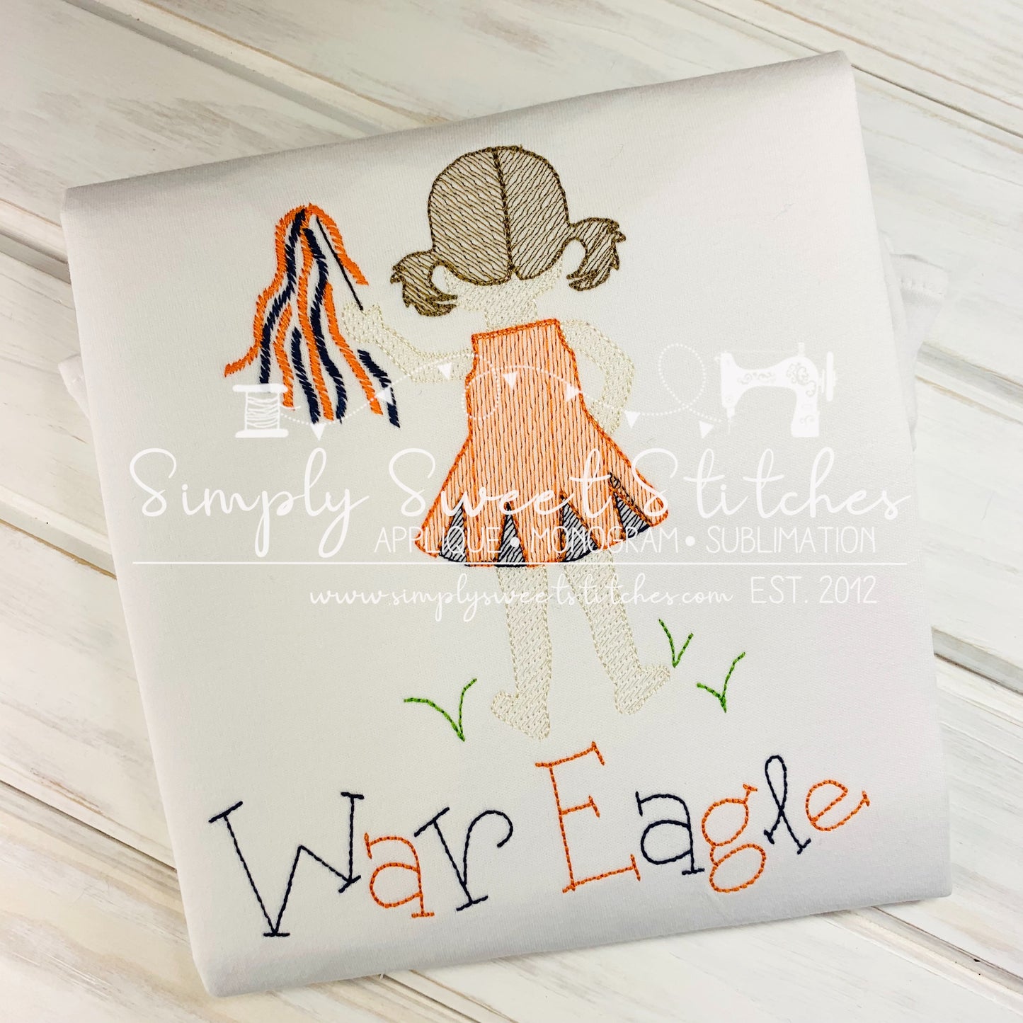 1778 - AUBURN CHEERLEADER - SKETCH CHILD SHIRT