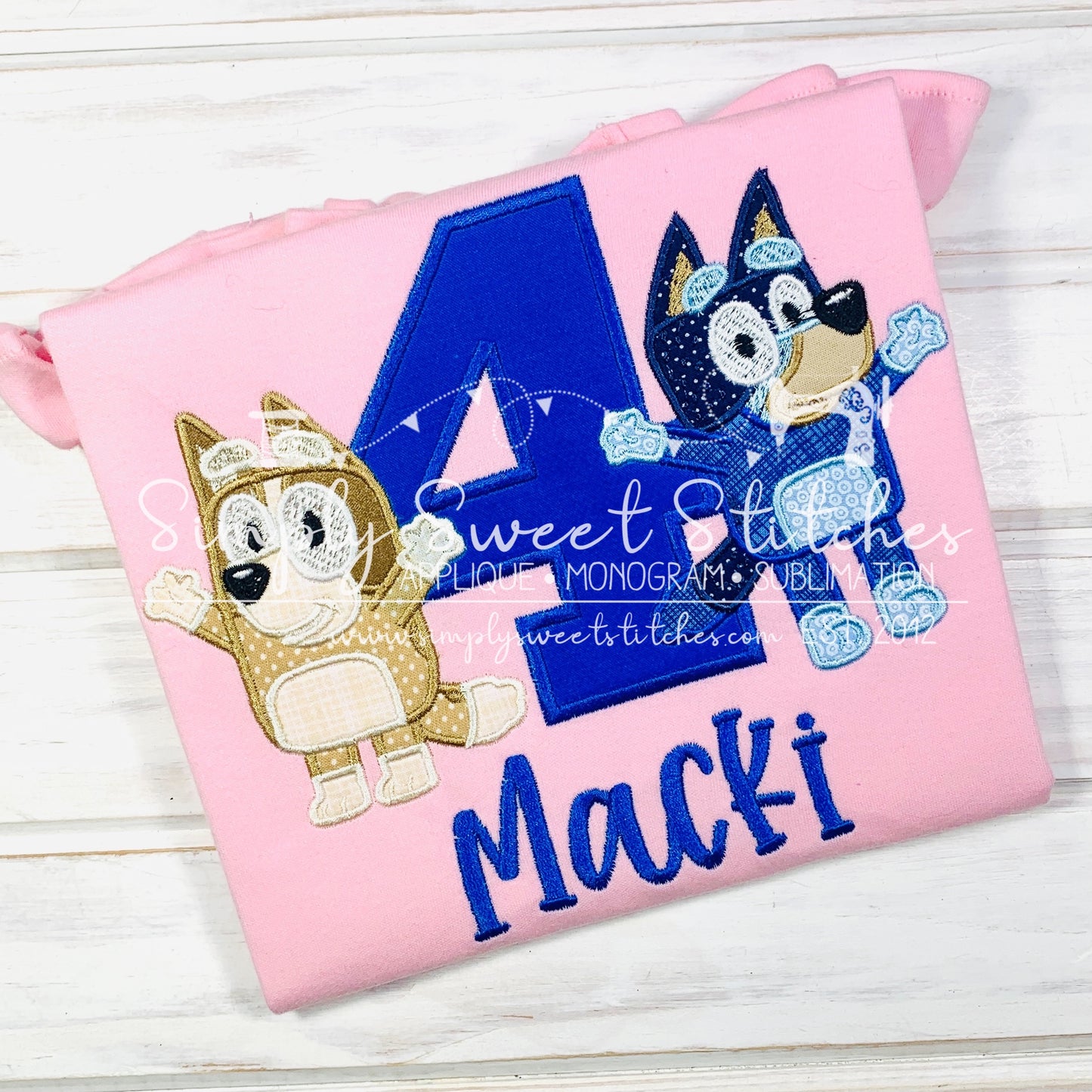 2153 - BLUEY BIRTHDAY NUMBER - APPLIQUE CHILD SHIRT