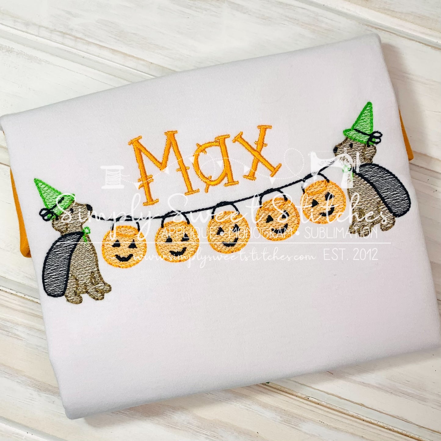 1441 - HALLOWEEN PUPPY JACK-O-LANTERN BANNER - SKETCH CHILD SHIRT